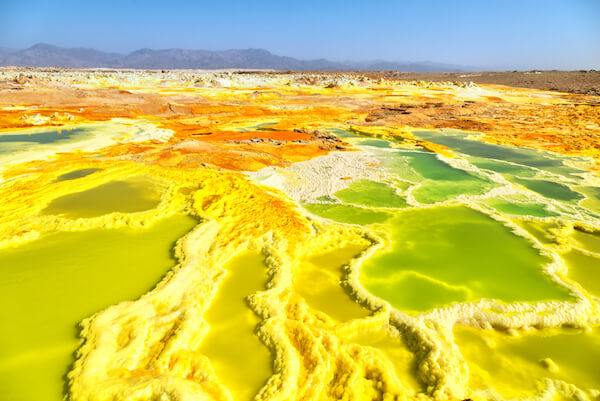 Sulfur lakes in Dallol at Danakil Depression