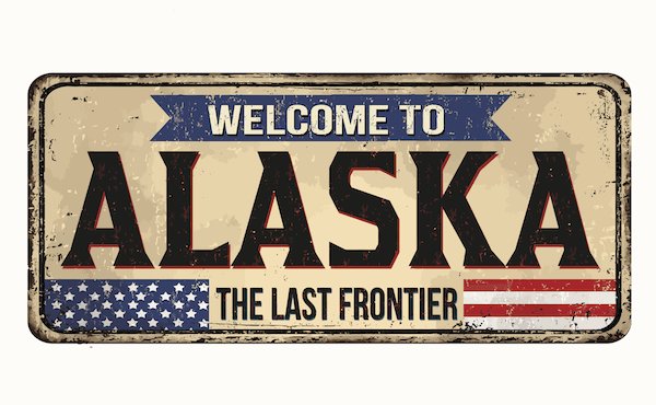 Alaska number plate: Alaska - The last frontier Welcome to Alaska - The Last Frontier - Numberplate by shutterstock