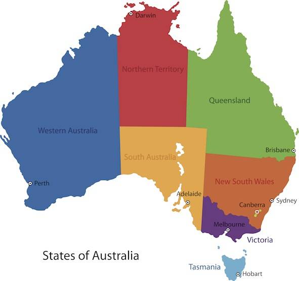 Australia map with states Australia Map