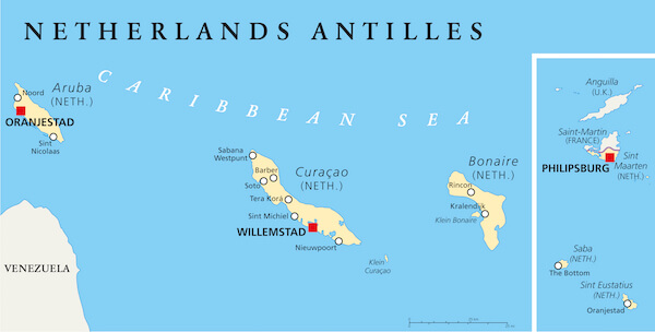 Map of the Netherlands Antilles Map of the Netherlands Antilles